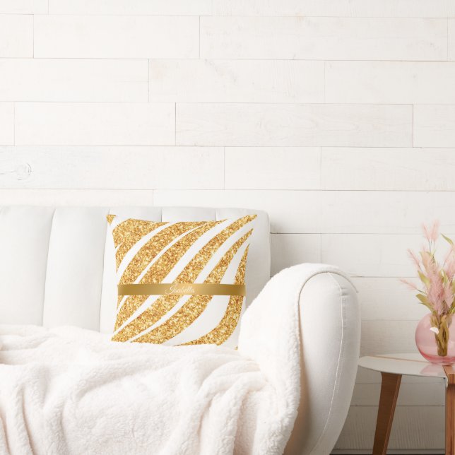 Wave Zee Gold Glitter Boho Popular Collectie Kussen (Bank)
