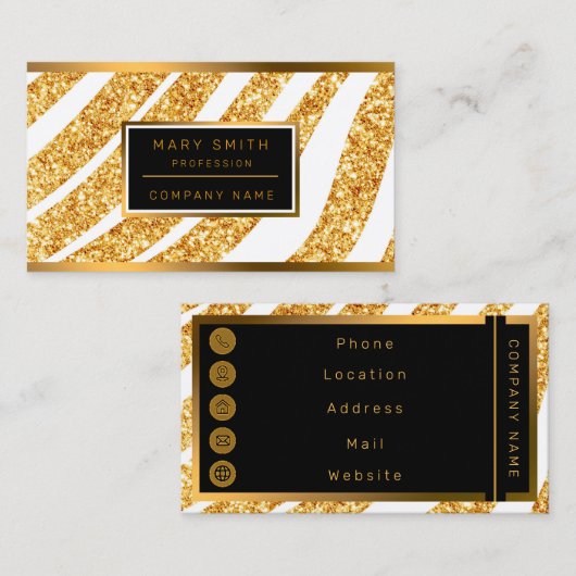 Wave Zee Gold Glitter Boho Popular Collectie Visitekaartje (Voorkant / Achterkant)