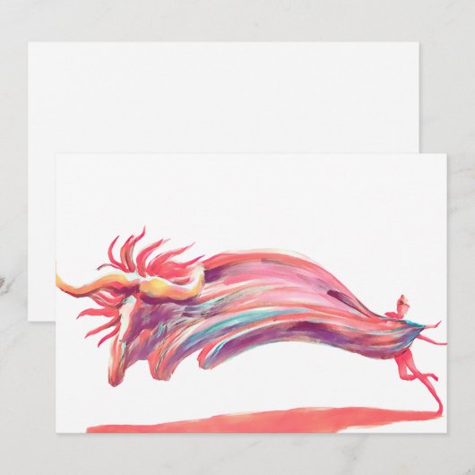 Waved Ballet Dancer Pink Art Feestdagenkaart (Voorkant / Achterkant)