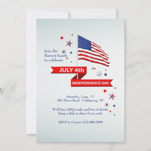Waver Flag Independence Day Uitnodiging (Voorkant)
