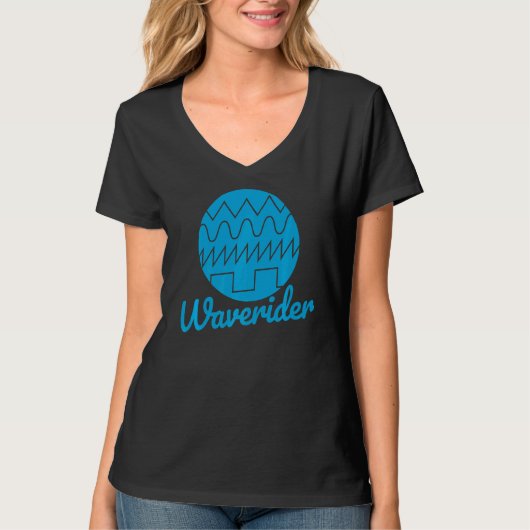 Waverider Synthesizer Synthwave-vorm 80s T-shirt (Voorkant)