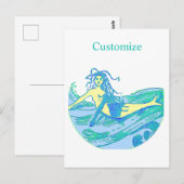 Waveriding Mermaid Thunder_Cove Briefkaart (Voorkant / Achterkant)