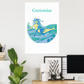  Waveriding Mermaid Thunder_Cove Poster (Thuiskantoor)