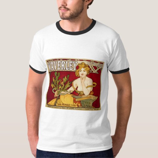 Waverley Cycles - Art Nouveau - Alphonse Mucha T-shirt (Voorkant)