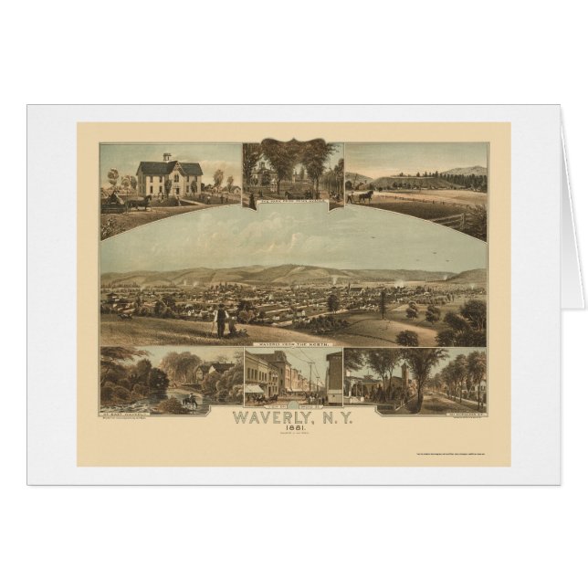 Waverly, NY Panoramic Map - 1881 (Voorkant Horizontaal)
