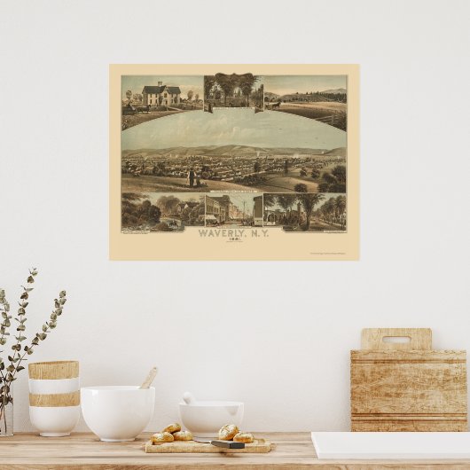 Waverly, NY Panoramic Map - 1881 Poster (Keuken)