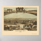 Waverly, NY Panoramic Map - 1881 Poster (Voorkant)