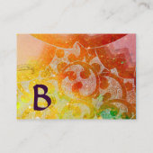 WAVES 2-monogram, lichtgeel bruin paars Visitekaartje (Achterkant)