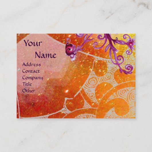 WAVES 2-monogram, lichtgeel bruin paars Visitekaartje (Voorkant)