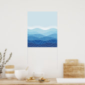 Waves Abstracte minimalistische compositie Poster (Keuken)