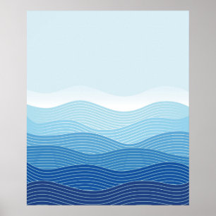 Waves Abstracte minimalistische compositie Poster