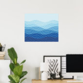 Waves Abstracte minimalistische compositie Poster (Thuiskantoor)