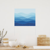 Waves Abstracte minimalistische compositie Poster (Keuken)