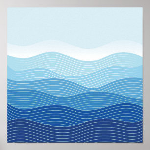 Waves Abstracte minimalistische compositie Poster