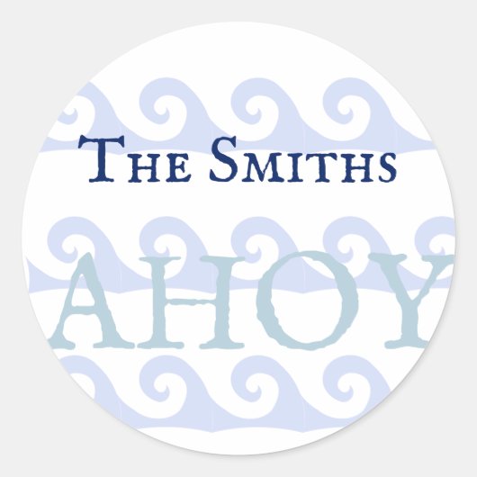 Waves Ahoy Custom Ronde Sticker (Voorkant)