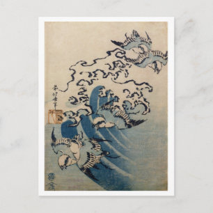 Waves and Birds, c.1825 (kleurenhoutblokafdruk) Briefkaart