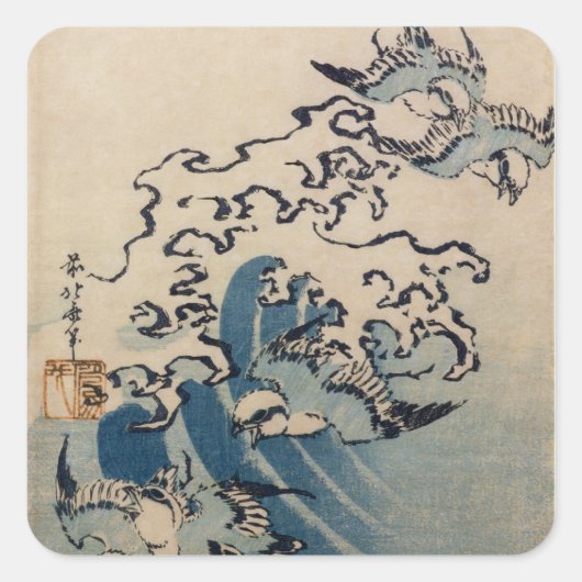 Waves and Birds, c.1825 Vierkante Sticker (Voorkant)
