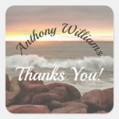 Waves and Boulders Dank u wel 0893 Vierkante Sticker (Voorkant)