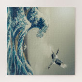 Waves and Crane – A Dreamlike Ukiyo-e Vision Legpuzzel (Horizontaal)