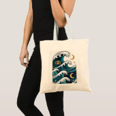 Waves and moon with eye tote bag (Voorkant (product))