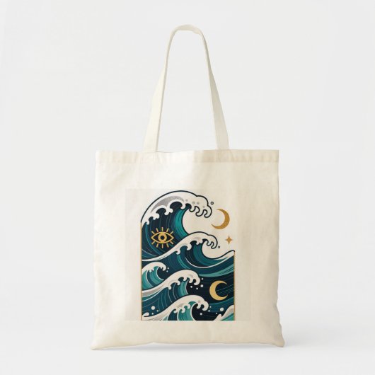 Waves and moon with eye tote bag (Voorkant)