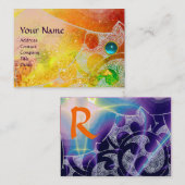 WAVES AQUAMARINE MONOGRAM, heldergeel blauw Visitekaartje (Voorkant / Achterkant)