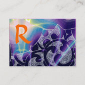 WAVES AQUAMARINE MONOGRAM, heldergeel blauw Visitekaartje (Achterkant)