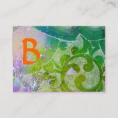 WAVES AQUAMARINE Monogram, heldergeel sinaasappel Visitekaartje (Achterkant)