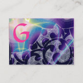 WAVES AQUAMARINE MONOGRAM, helderroze paars blauw Visitekaartje (Achterkant)