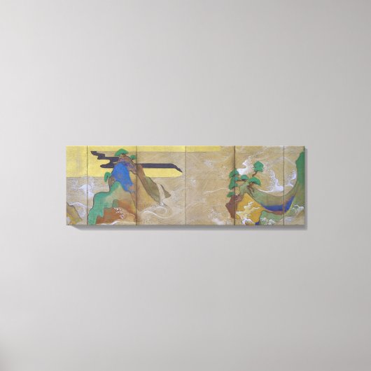 Waves at Matsushima (links), Tawaraya Sotatsu Canvas Afdruk (Voorkant)