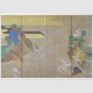 Waves at Matsushima (links), Tawaraya Sotatsu Tissuepapier