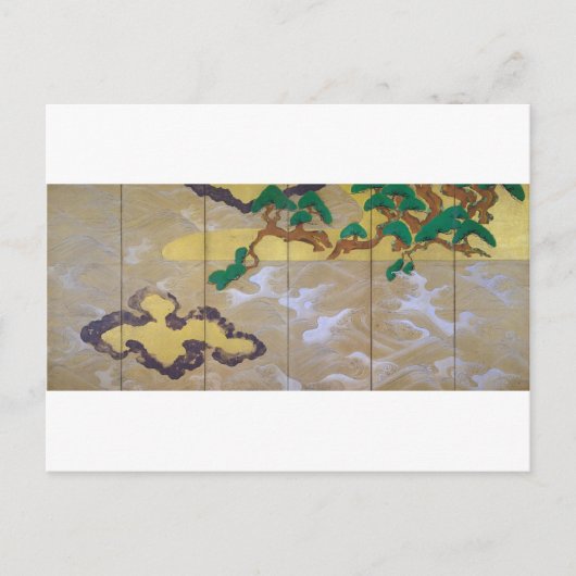 Waves at Matsushima (rechts), Tawaraya Sotatsu Briefkaart (Voorkant)