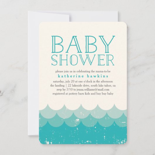 Waves Beach Baby shower Invitation Kaart (Voorkant)