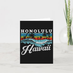 Waves Beach Honolulu Hawaiian Summer Surfing Retro Kaart