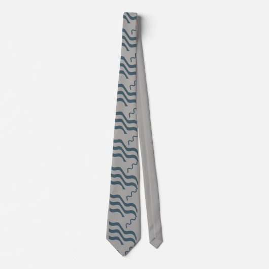 Waves Beachy Design Blue Grey Stropdas (Voorkant)