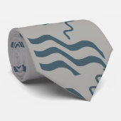 Waves Beachy Design Blue Grey Stropdas (Opgerold)