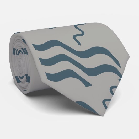 Waves Beachy Design Blue Grey Stropdas (Opgerold)