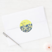 WAVES, blauw geel Ronde Sticker (Envelop)