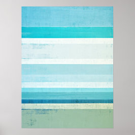 "Waves" Blue en Beige Abstracte kunst Poster