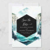 Waves Blue Nautical Wedding Save The Date (Voorkant)