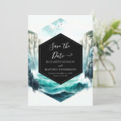 Waves Blue Nautical Wedding Save The Date (Staand voorkant)