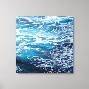 Waves Blue Ocean Summer Beach Canvas Afdruk