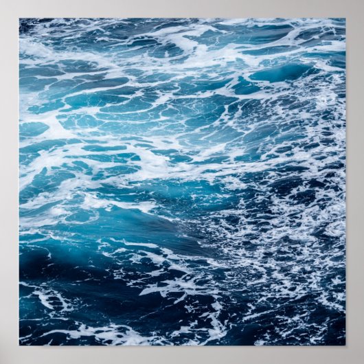 Waves Blue Ocean Summer Beach Poster (Voorkant)