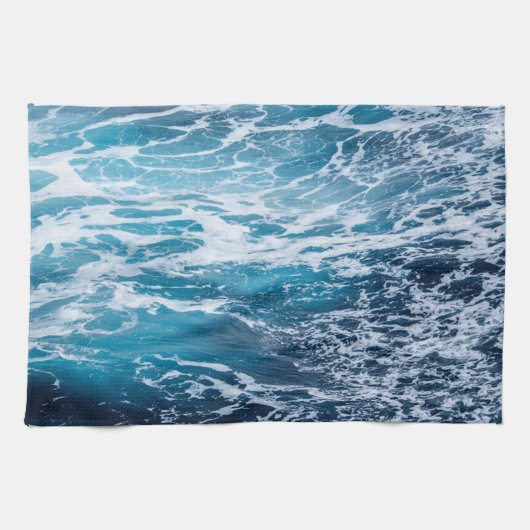 Waves Blue Ocean Summer Beach Theedoek (Horizontaal)