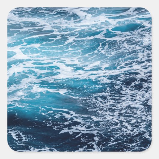 Waves Blue Ocean Summer Beach Vierkante Sticker (Voorkant)