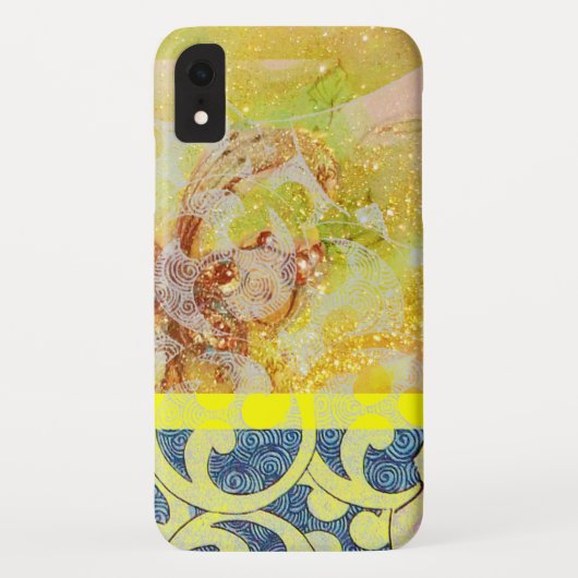 WAVES / Bright Gele Blauwe Zwemelen in gouden Spar Case-Mate iPhone Case (Achterkant)