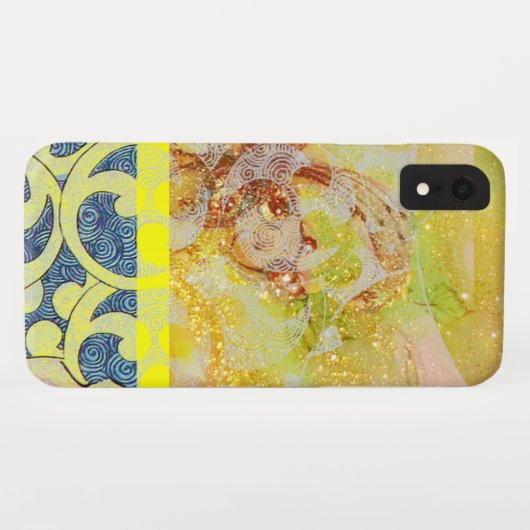 WAVES / Bright Gele Blauwe Zwemelen in gouden Spar Case-Mate iPhone Case (Achterkant (horizontaal))