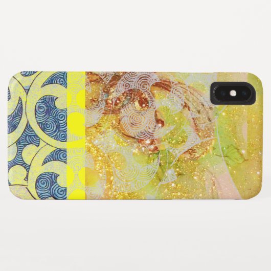 WAVES / Bright Gele Blauwe Zwemelen in gouden Spar Case-Mate iPhone Case (Achterkant (horizontaal))