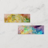WAVES / Bright Gele Blauwe Zwemelen in gouden Spar Mini Visitekaartje (Voorkant / Achterkant)