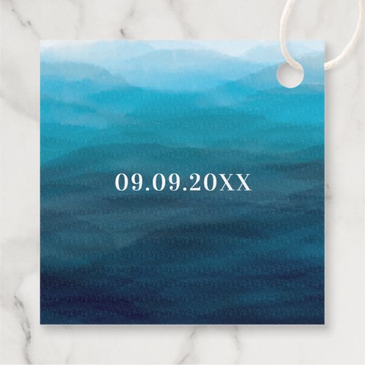Waves Bruiloft Gift Labels, Blue Ocean Dank u Bedankjes Labels (Achterkant)